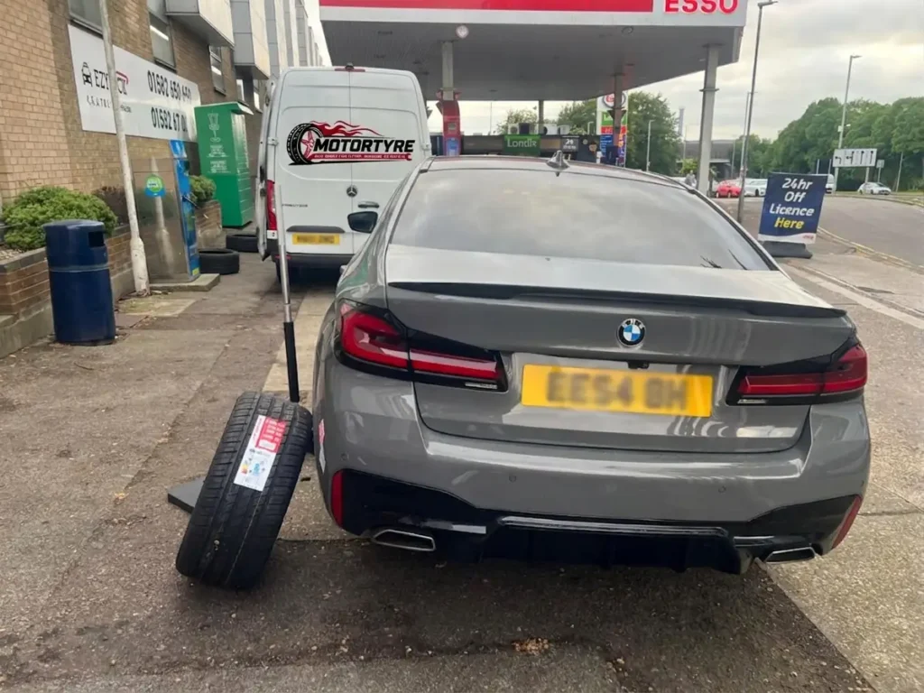 Motor Tyres LTD mobile van providing emergency tyre replacement and same day fitting across Bedfordshire, Buckinghamshire, and Hertfordshire.