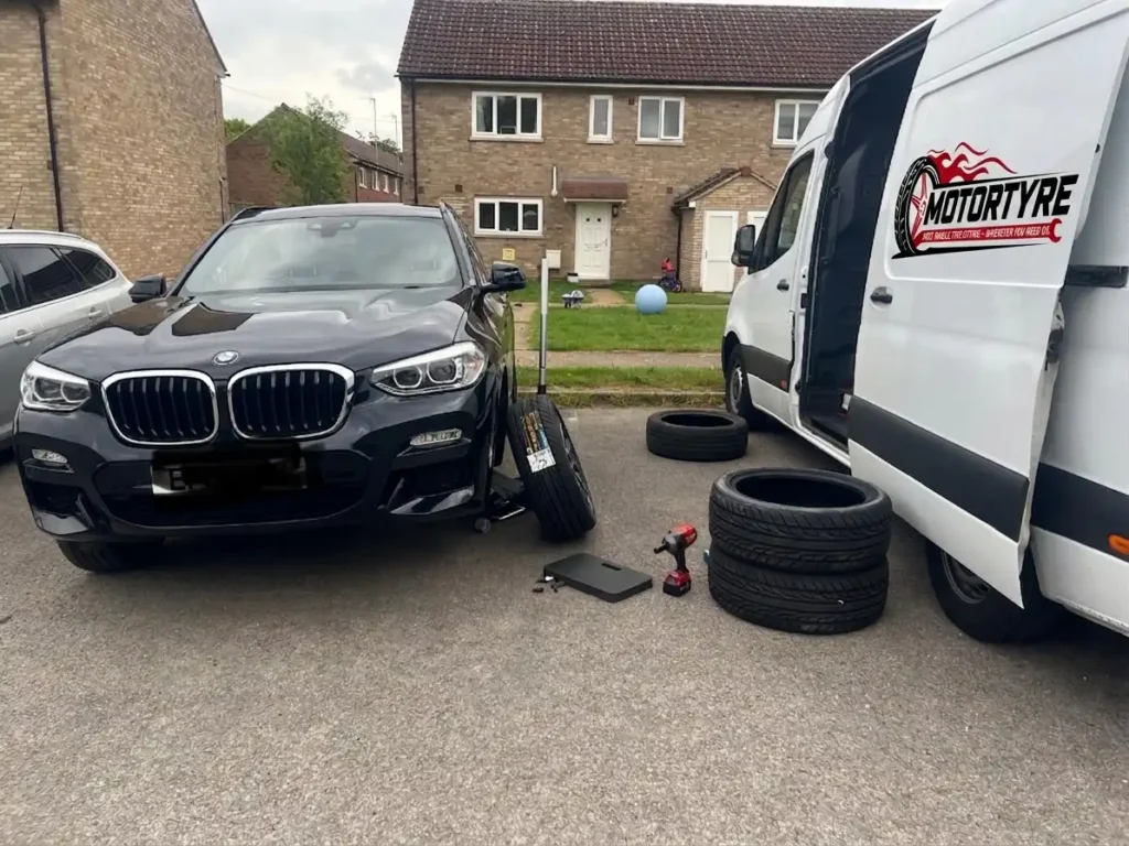 Professional technician providing same day tyre replacement and mobile tyre repair in Hemel Hempstead, High Wycombe, and Milton Keynes.